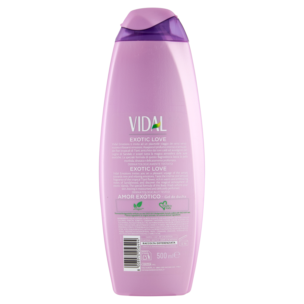 Vidal Emotions Bagnodoccia Exotic Love Fiori di Tiar&eacute; 500 ml, , large