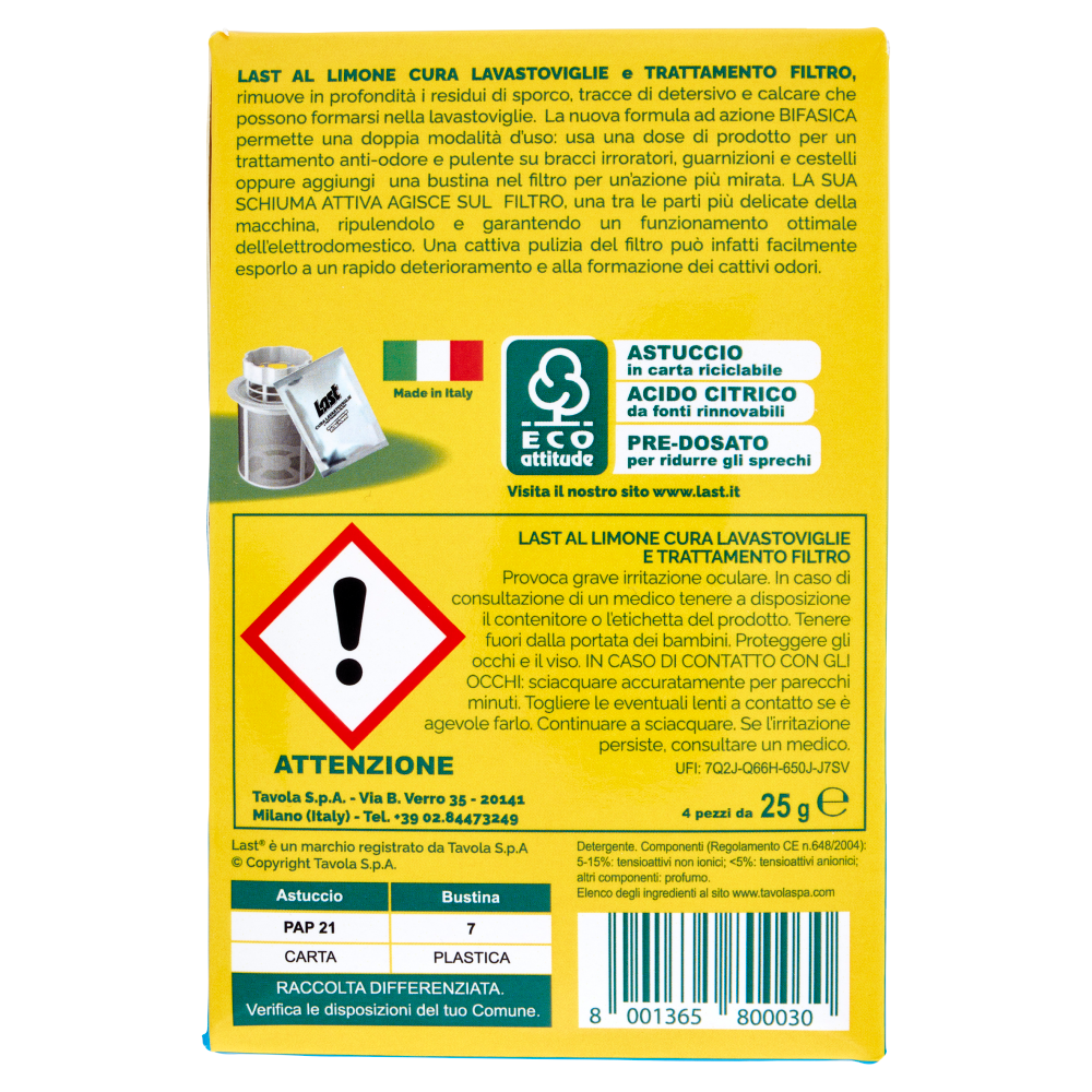 Last Cura Lavastoviglie e Trattamento Filtro al Limone 4 x 25 g, , large