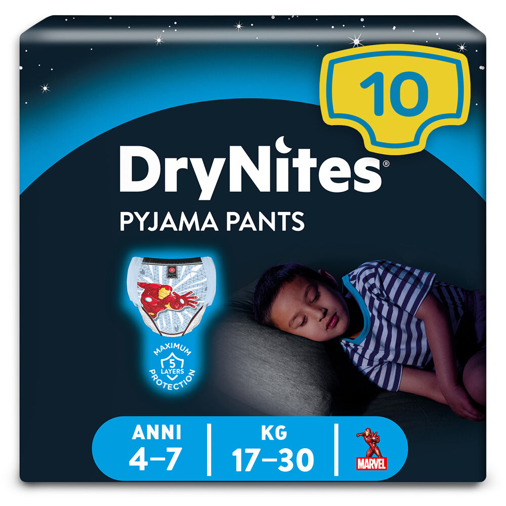 Huggies Drynites Mutandine Assorbenti per Bambino Taglia M (17-30 Kg) 10 Mutandine, , large