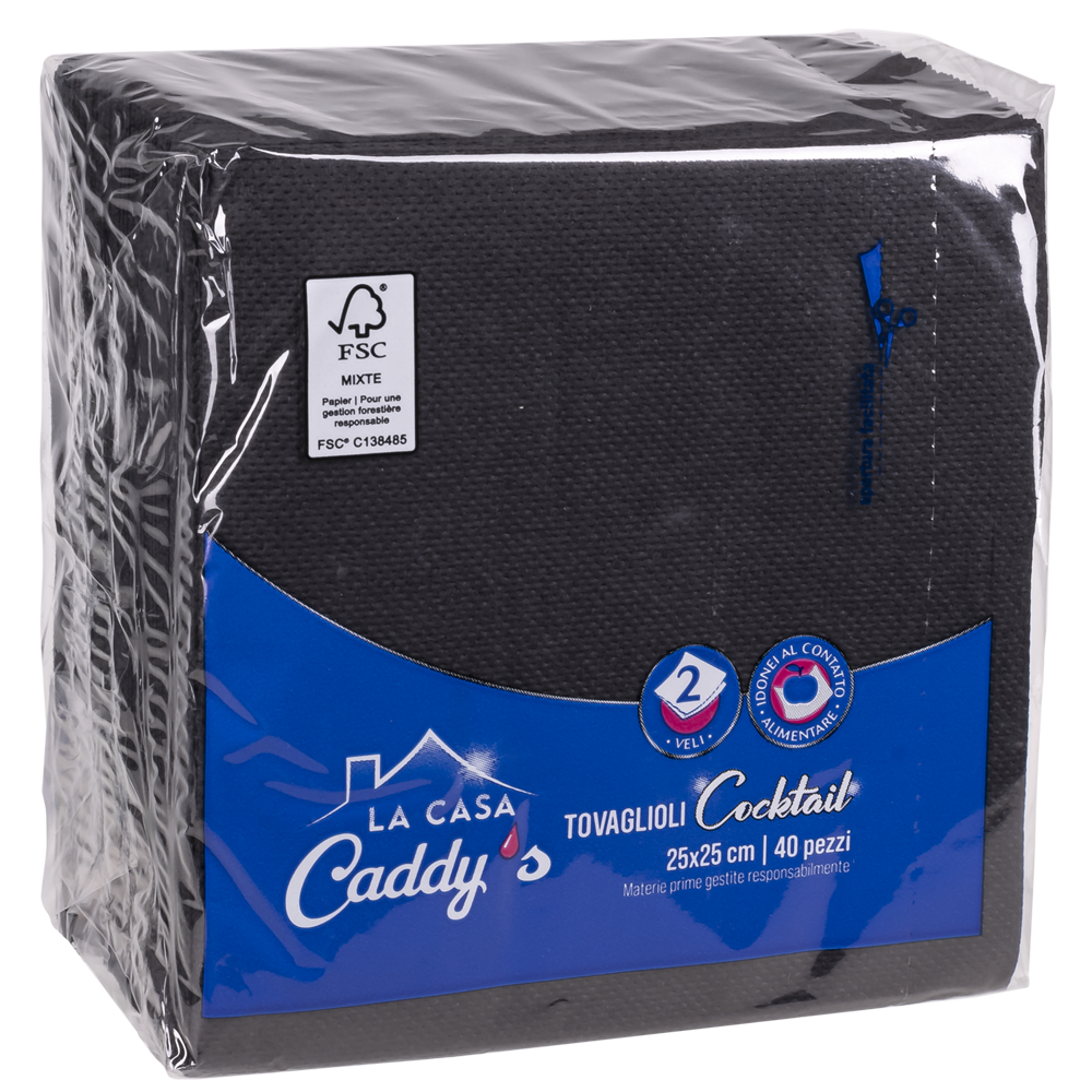 Caddy's Tovaglioli 24x25 Nero 40 Pezzi, , large