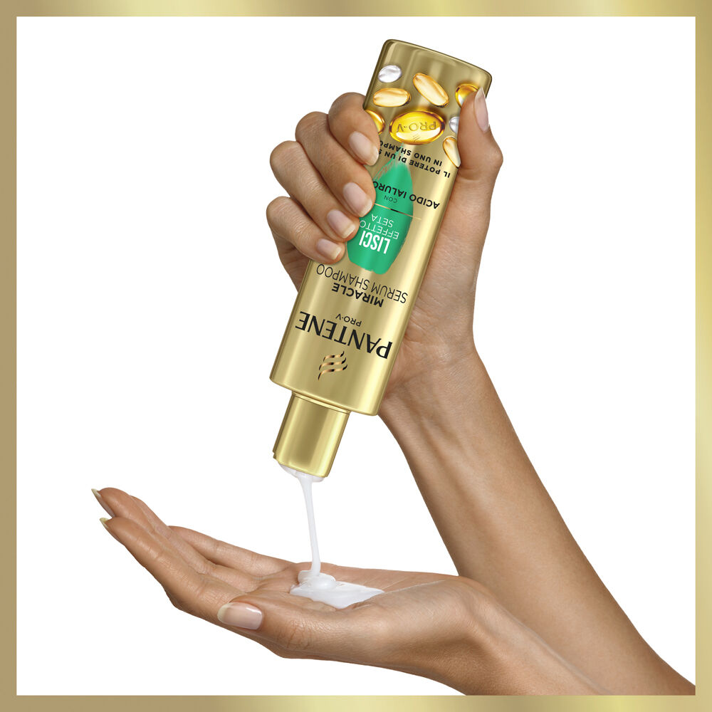 Pantene Pro-V Miracle Serum Shampoo, Lisci Effetto Seta, Ideale per Capelli Secchi, Opachi o Tendenti al Crespo, con Acido Ialuronico 250 ml, , large