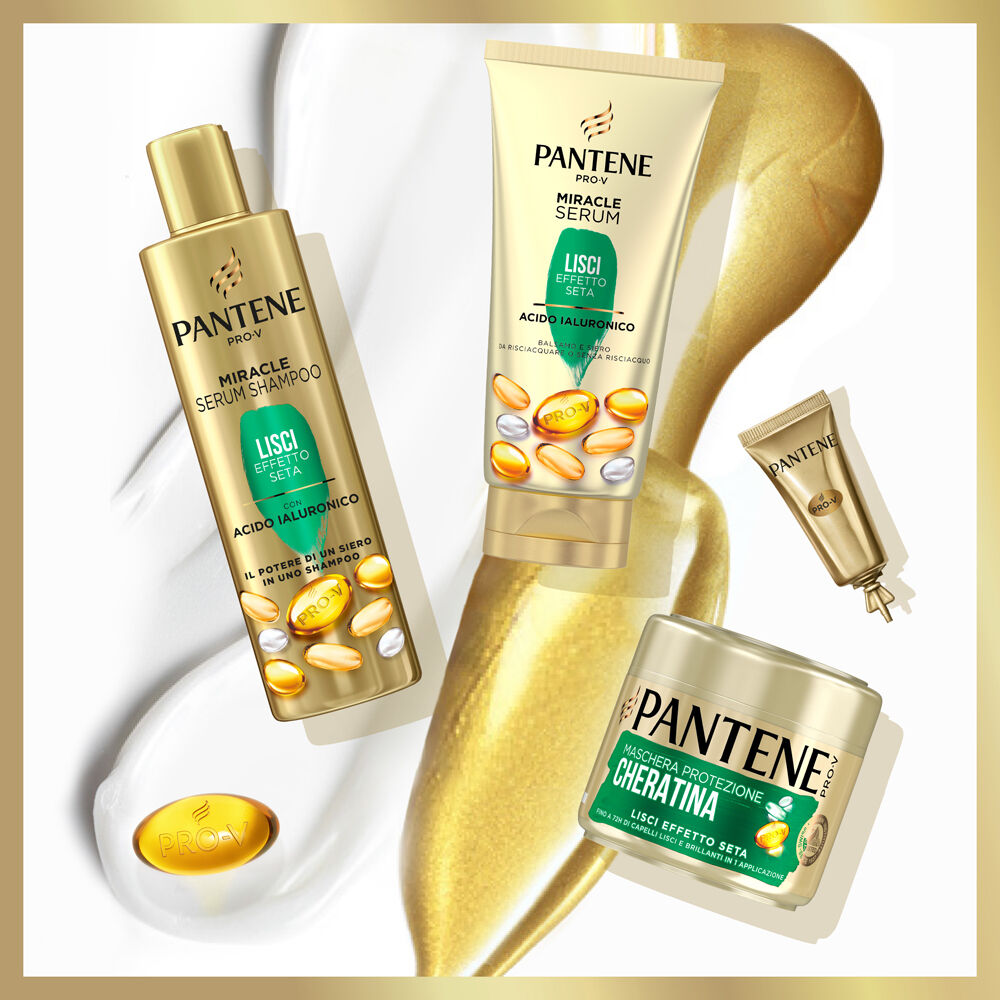 Pantene Pro-V Miracle Serum Shampoo, Lisci Effetto Seta, Ideale per Capelli Secchi, Opachi o Tendenti al Crespo, con Acido Ialuronico 250 ml, , large