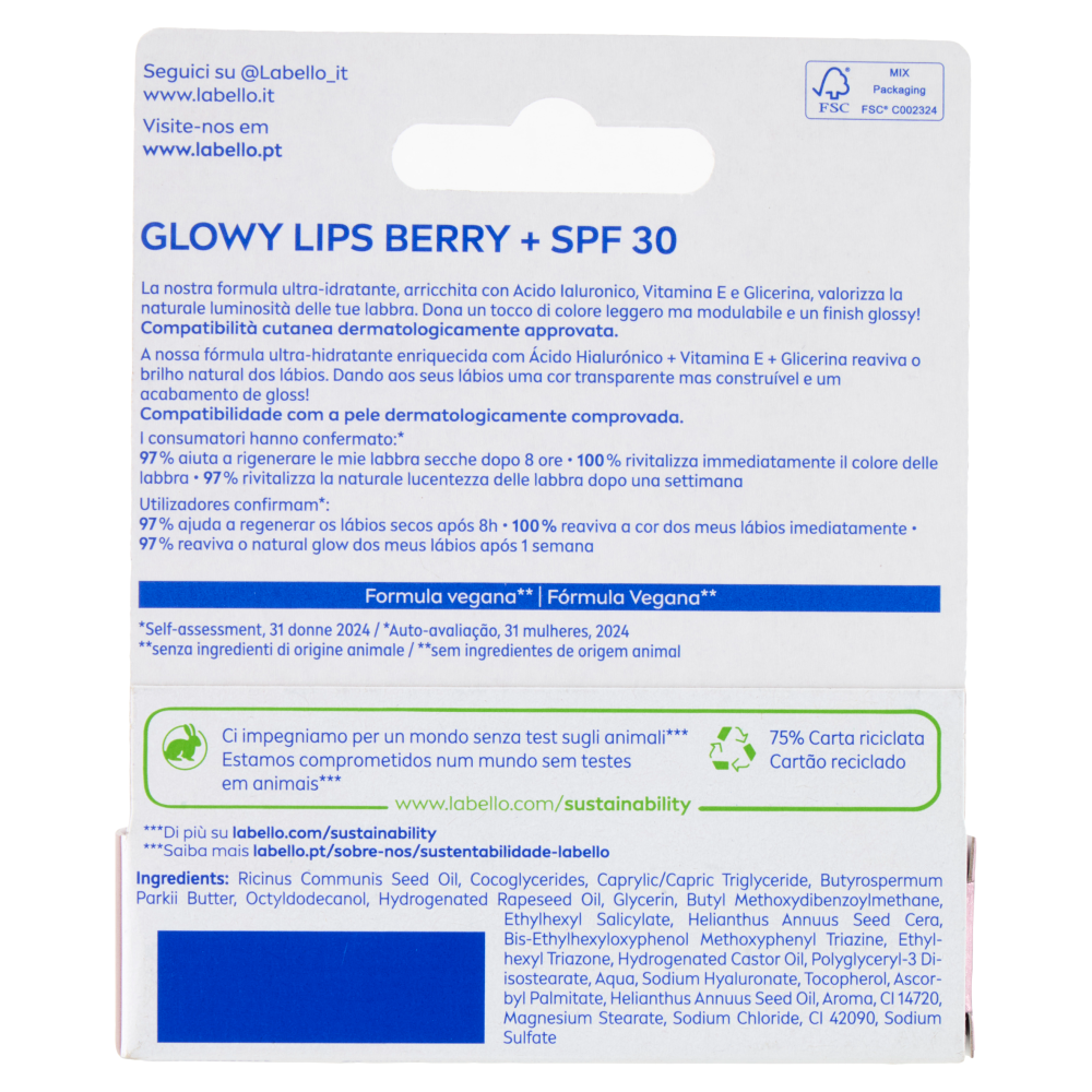 Labello Glowy Lips SPF 30 Berry 10 ml, , large