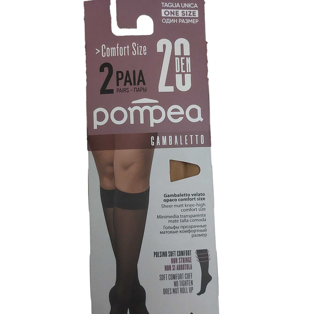 Pompea Microfibra Gambaletto 20 Den Comfort Size Polvere Dorata Taglia Unica 2 Pezzi , , large