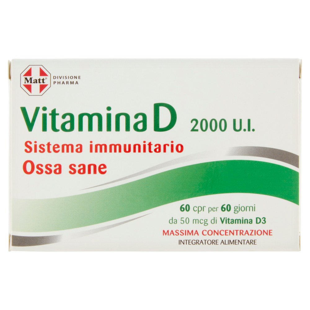 Matt Divisione Pharma Vitamina D 2000 U.I. Sistema Immunitario 60 compresse, , large