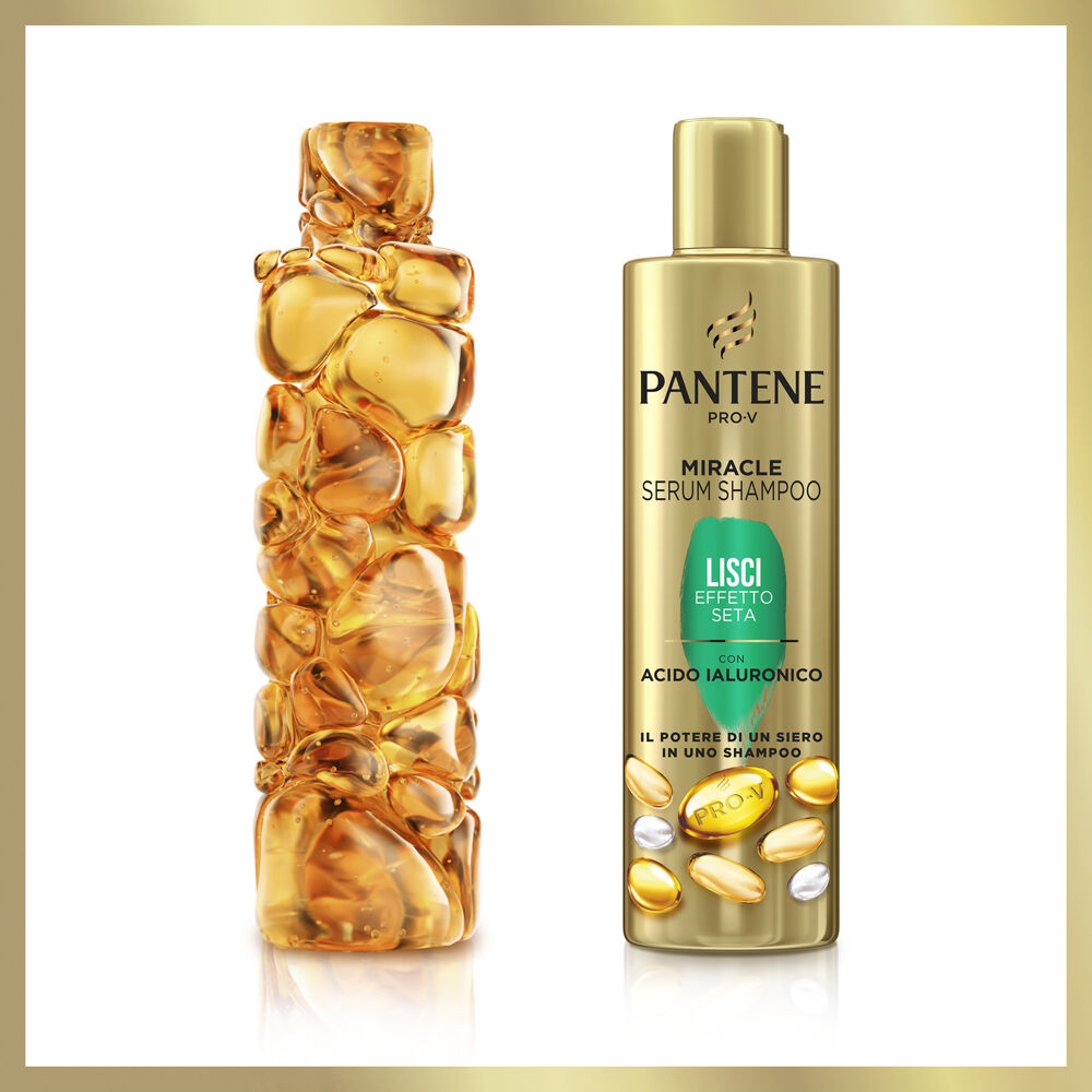 Pantene Pro-V Miracle Serum Shampoo, Lisci Effetto Seta, Ideale per Capelli Secchi, Opachi o Tendenti al Crespo, con Acido Ialuronico 250 ml, , large