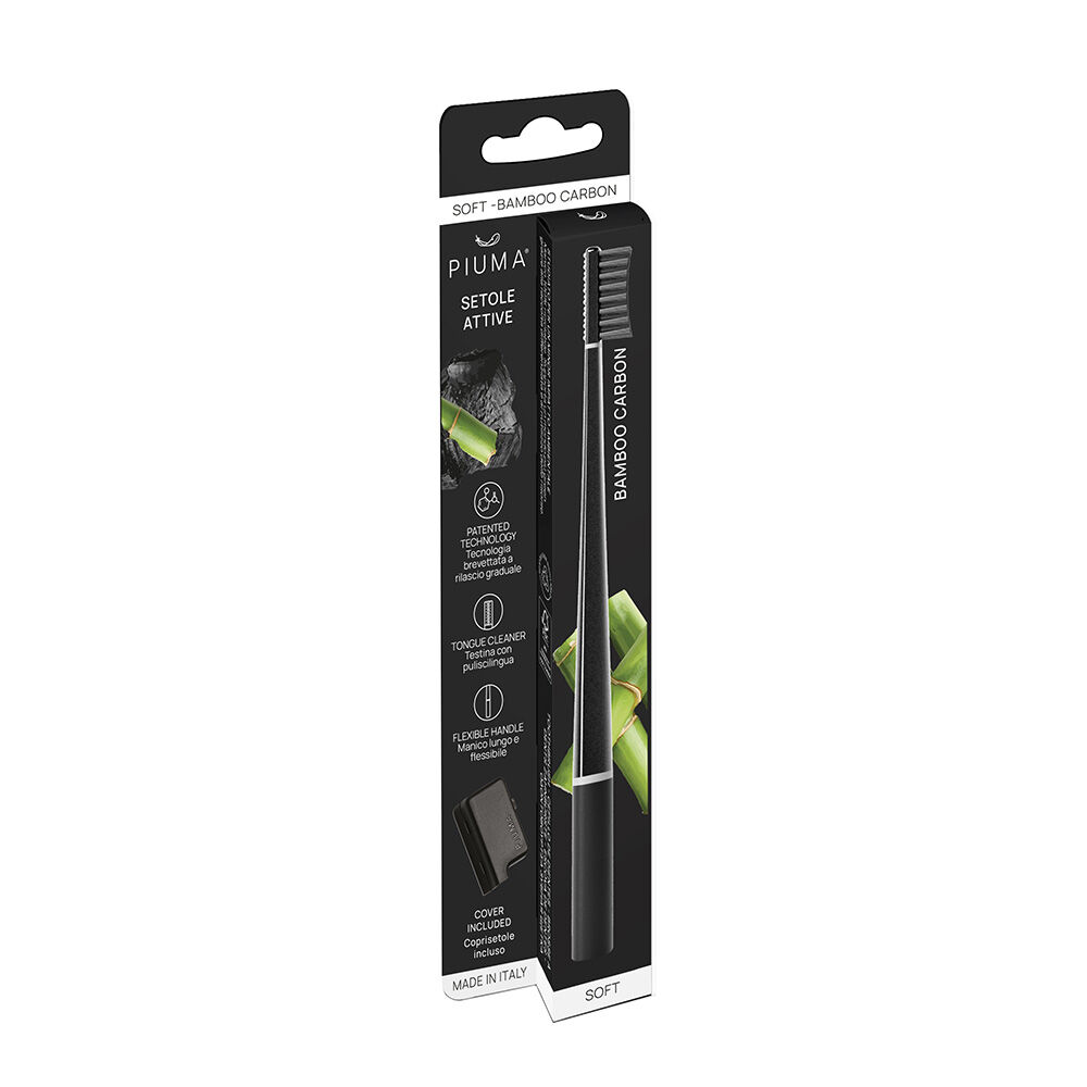 Piuma Spazzolino Bamboo Carbon Black/Magenta - -