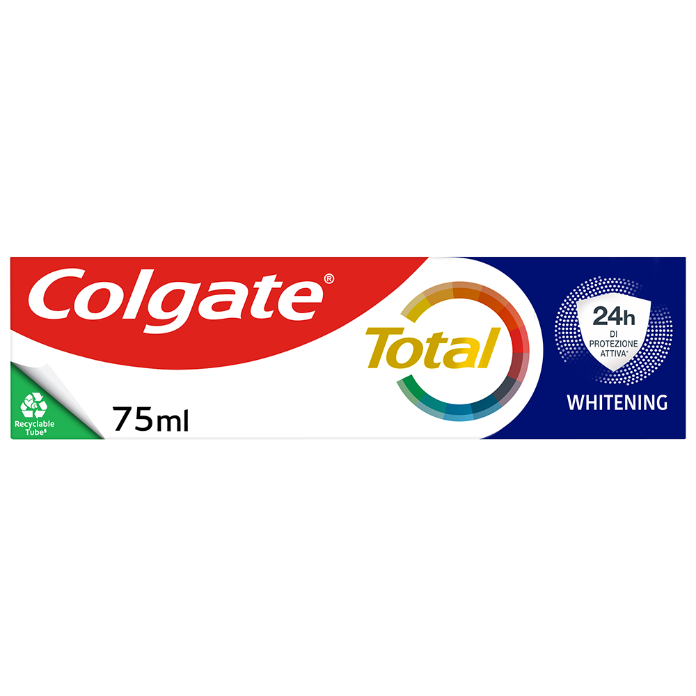 Colgate Dentifricio Sbiancante Total Whitening Protezione 24h di Protezione Attiva 75 ml, , large