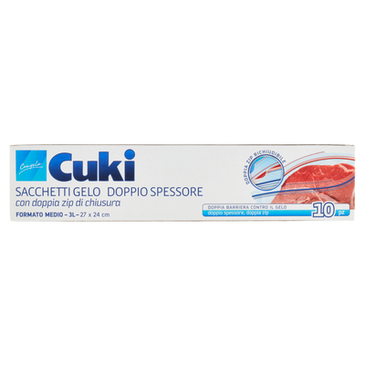 Cuki Congela Sacchetti Gelo Doppio Spessore Formato Medio 3L 27 x 24 cm 10 Pezzi