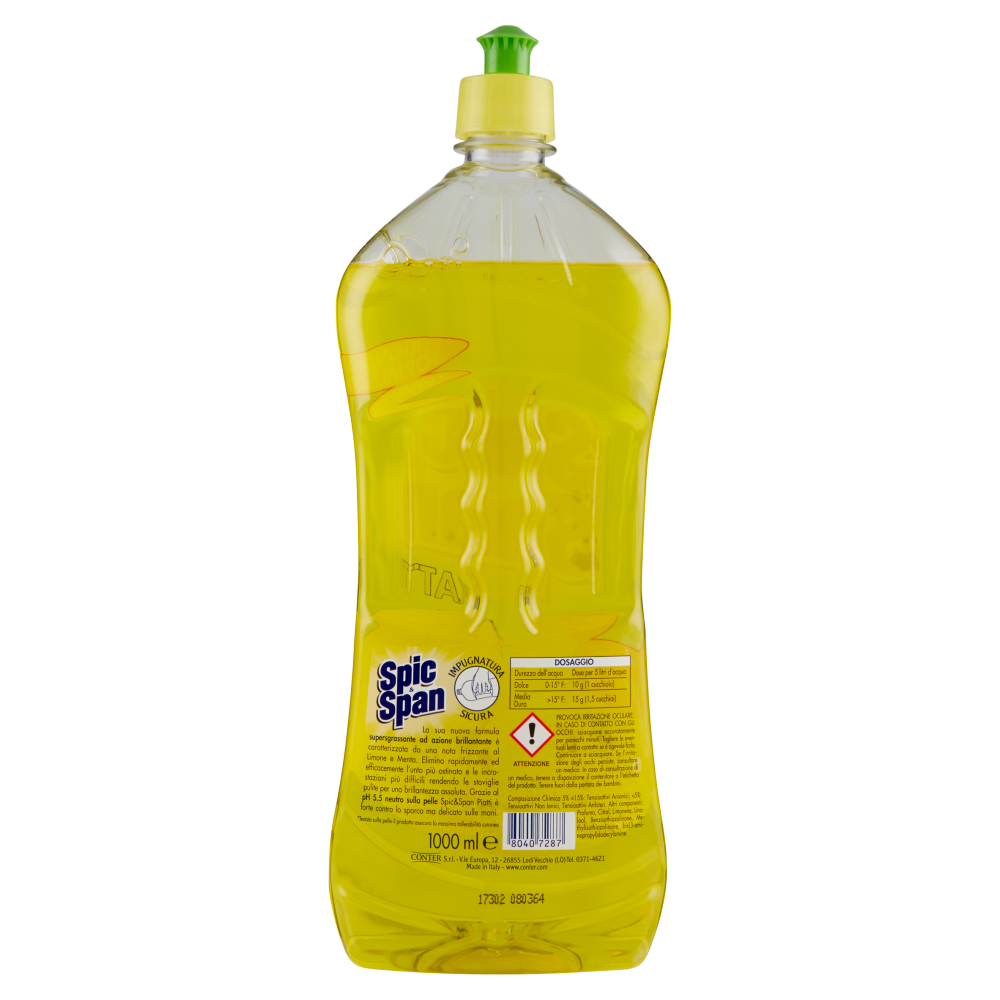 Spic & Span Detersivo Piatti Limone e Menta 1000 ml, , large