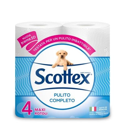 Scottex Carta Igienica Pulito Completo Confezione da 4 Rotoli,  Scottex Carta Igienica Pulito Completo Confezione da 4 Rotoli