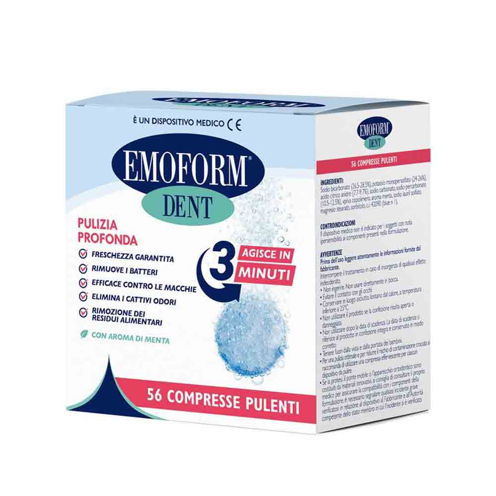 Emoform Dent Compresse Effervescenti per la Pulizia della Dentiera 54 Pezzi, , large