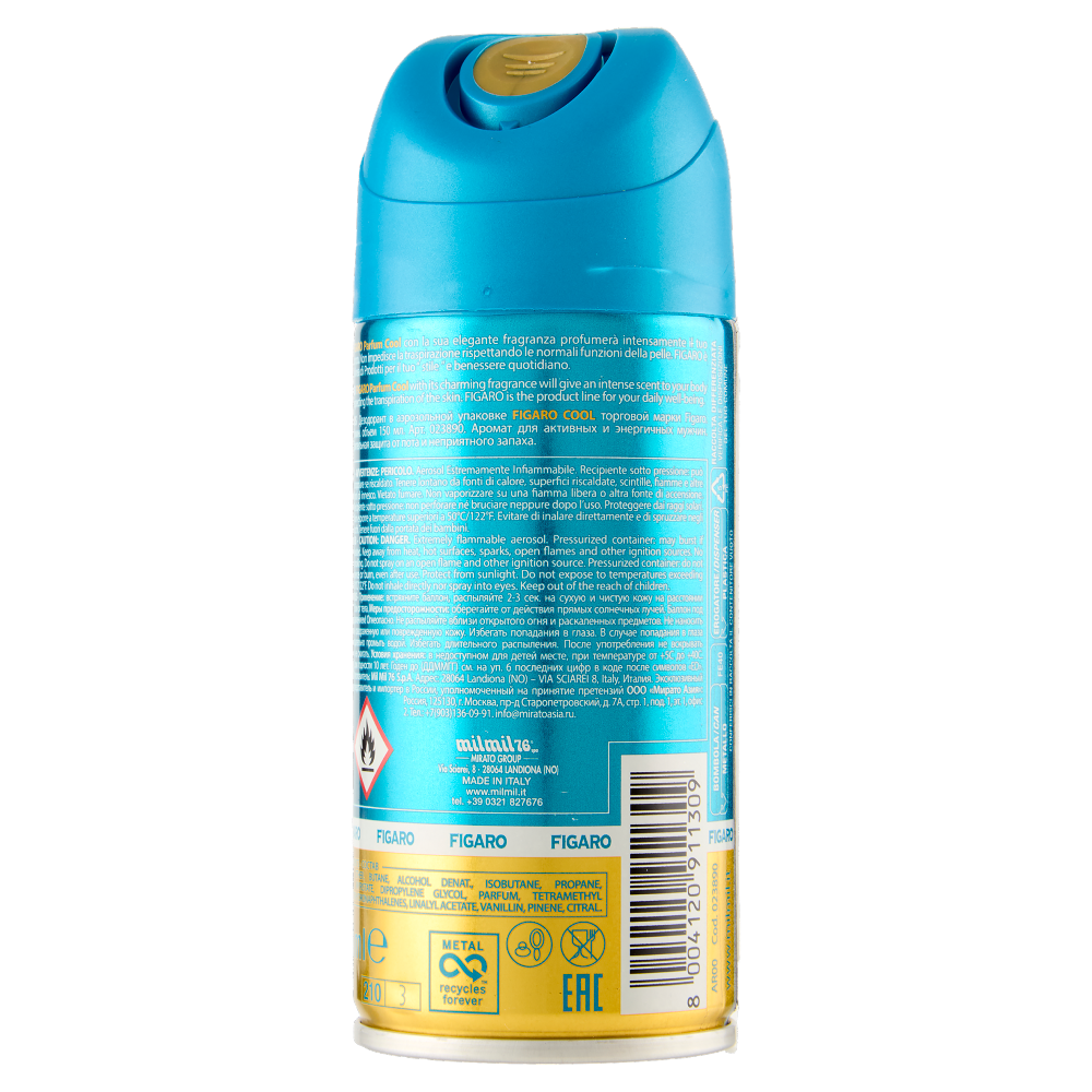 Figaro Parfum Deodorant Cool Body Spray 150 ml, , large