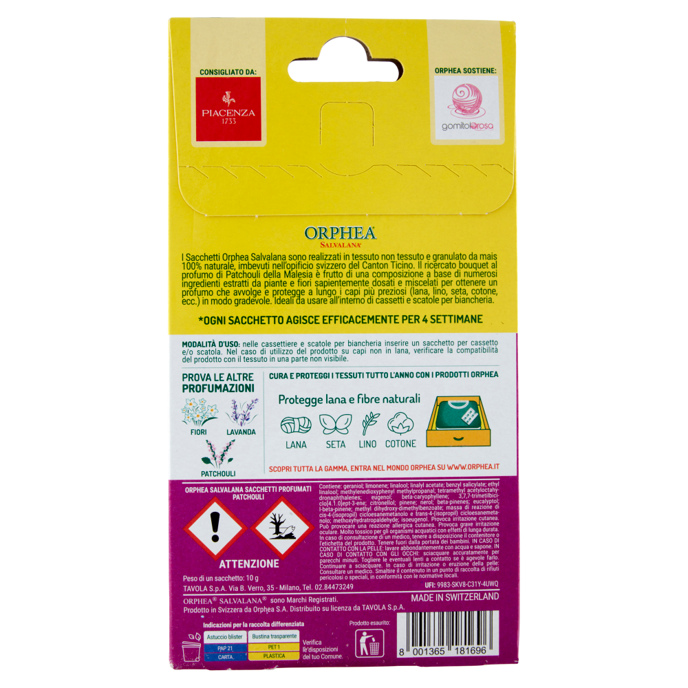 Orphea Salvalana Sacchetti Patchouli 3 Pezzi , , large