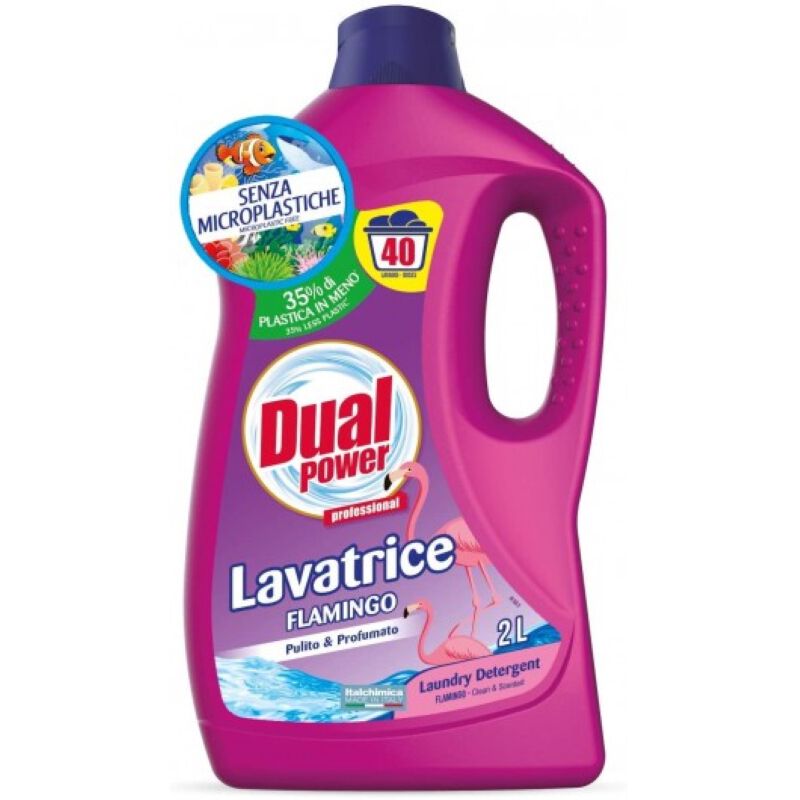 Dual Power Detersivo Lavatrice Liquido Flamingo 40 Lavaggi 2000ml - -
