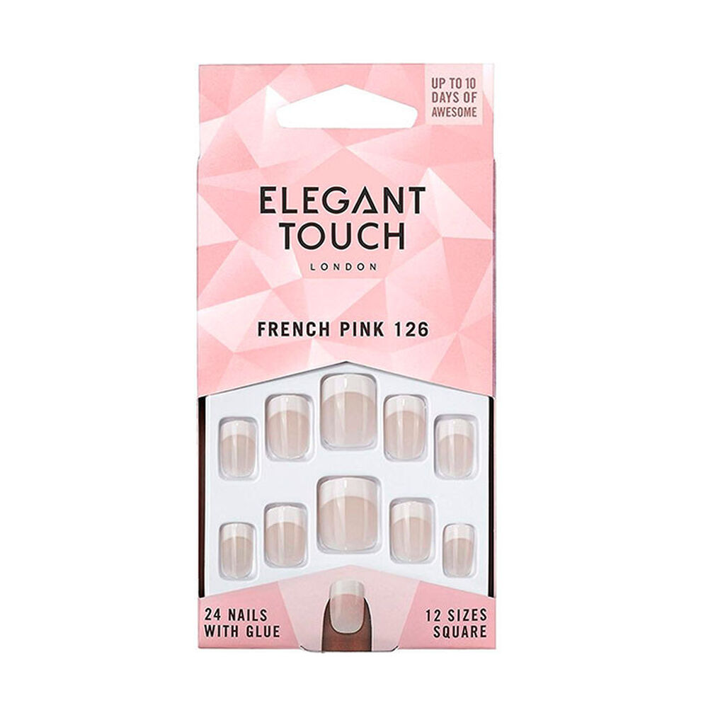 Elegant Touch Unghie Finte French Rosa Corte con Colla, , large