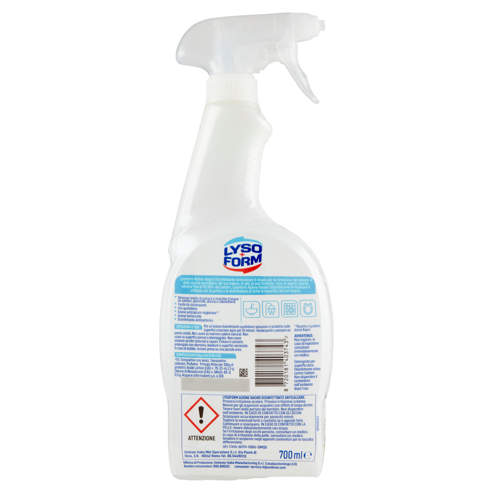 Lysoform Disinfettante Anticalcare Azione Bagno Fresco Profumo 700 ml, , large