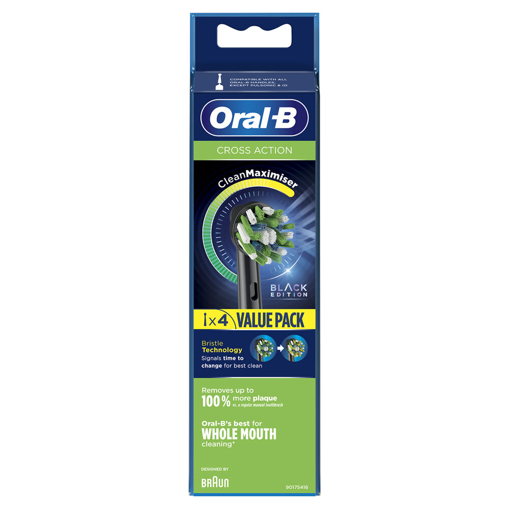 Oral-B Testine di Ricambio Nere Cross Action Confezione da 4 Pezzi - -