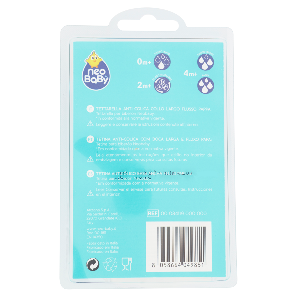 Neo Baby Tettarella in Silicone Flusso Pappa 4m+ 2 Pezzi, , large