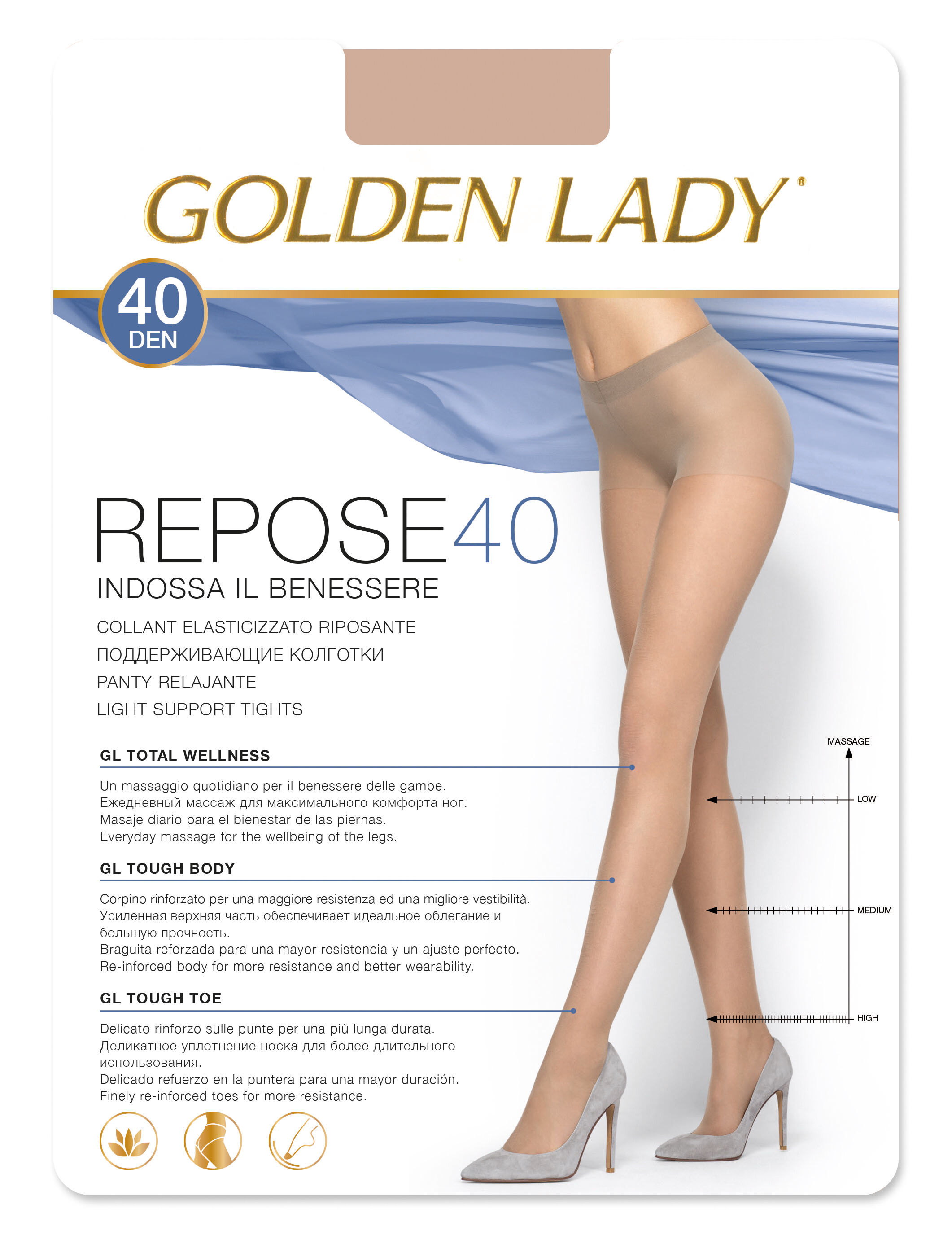 Golden Lady Repose 40 Denari Daino Taglia 2 - -