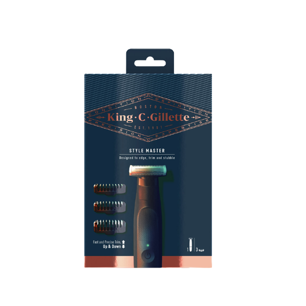 Gillette Nero Regolabarba + Tagliacapelli, King C, Trimmer + Sovrapposizioni, 3 Pezzi - Immagine 4