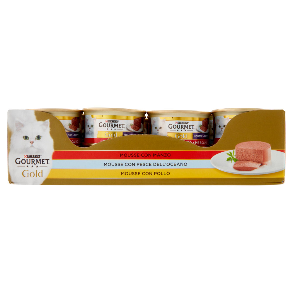Gourmet Gold Cat Adult Mousse con Manzo, con Pesce dell'Oceano, con Pollo 85 g 24 Pezzi, , large