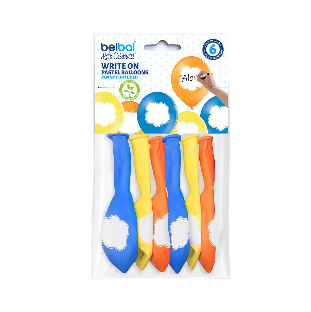 Write On Pastel Balloons 6 Pezzi - -