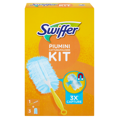 Swiffer Kit Cattura Polvere 1 Manico + 3 Piumini 