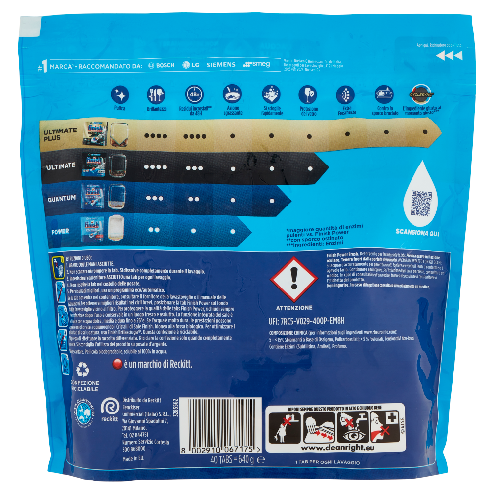 Finish Power Fresh Tabs Lavastoviglie 40 Lavaggi, , large