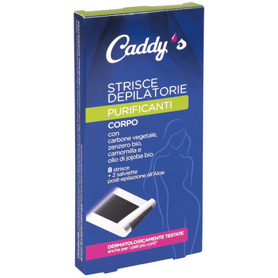 Caddy's Strisce Depilatorie Purificanti Corpo 8 Pezzi + 2 Salviette Post-Epilazione