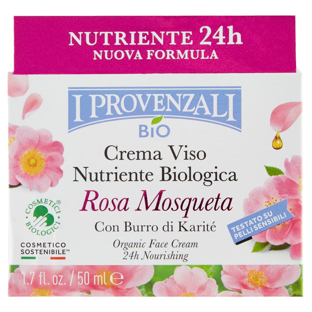 I Provenzali Bio Crema Viso Nutriente Biologica Rosa Mosqueta 50 ml, , large