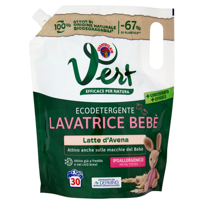 Vert di Chanteclair Ecodetergente Lavatrice Bebè Latte d'Avena 1200 ml