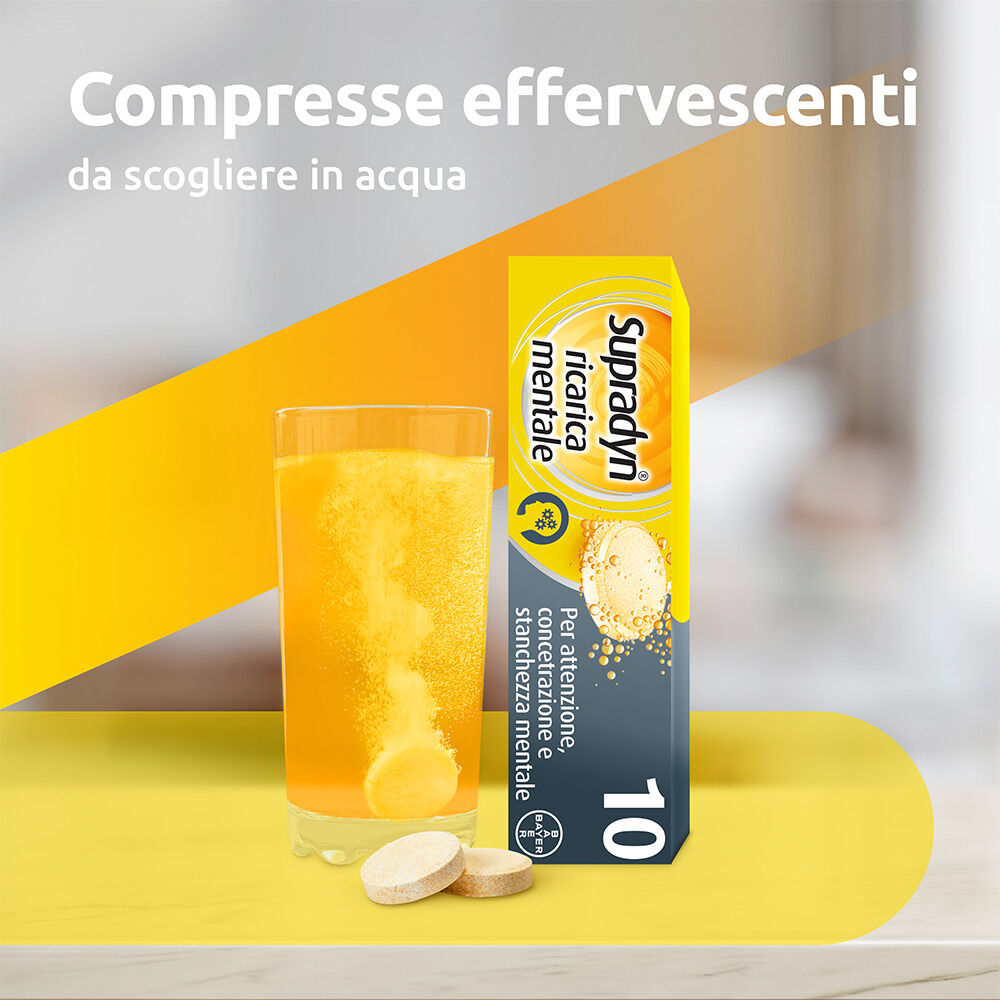 Supradyn Ricarica Mentale con Acido Folico, Caffeina e Guaranà, 10 Compresse Effervescente, , large