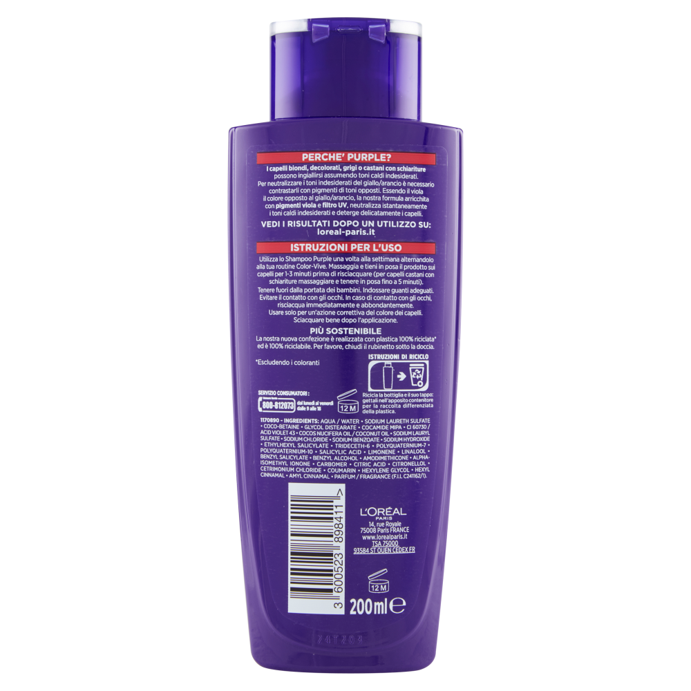 Elvive Purple Antigiallo Shampoo 200 ml, , large