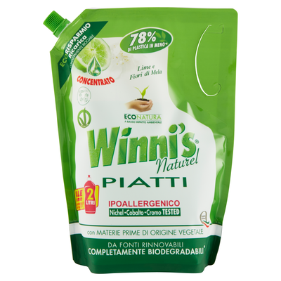 Winni's Naturel Lime e Fiori di Mela Detersivo Piatti Ecoricarica 1000 ml