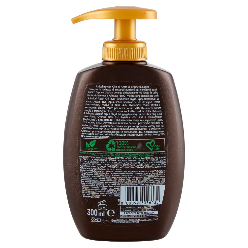 Vidal Argan Oil Sapone Liquido Olio di Argan Biologico 300 ml, , large