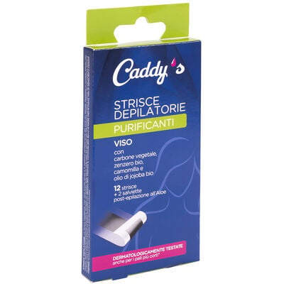 Caddy's Strisce Depilatorie Purificanti Viso 12 Pezzi + 2 Salviette Post-Epilazione