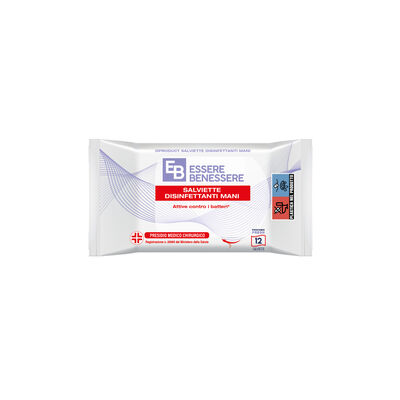 Essere Benessere Mini Salviette Disinfettanti mani 12 Pezzi