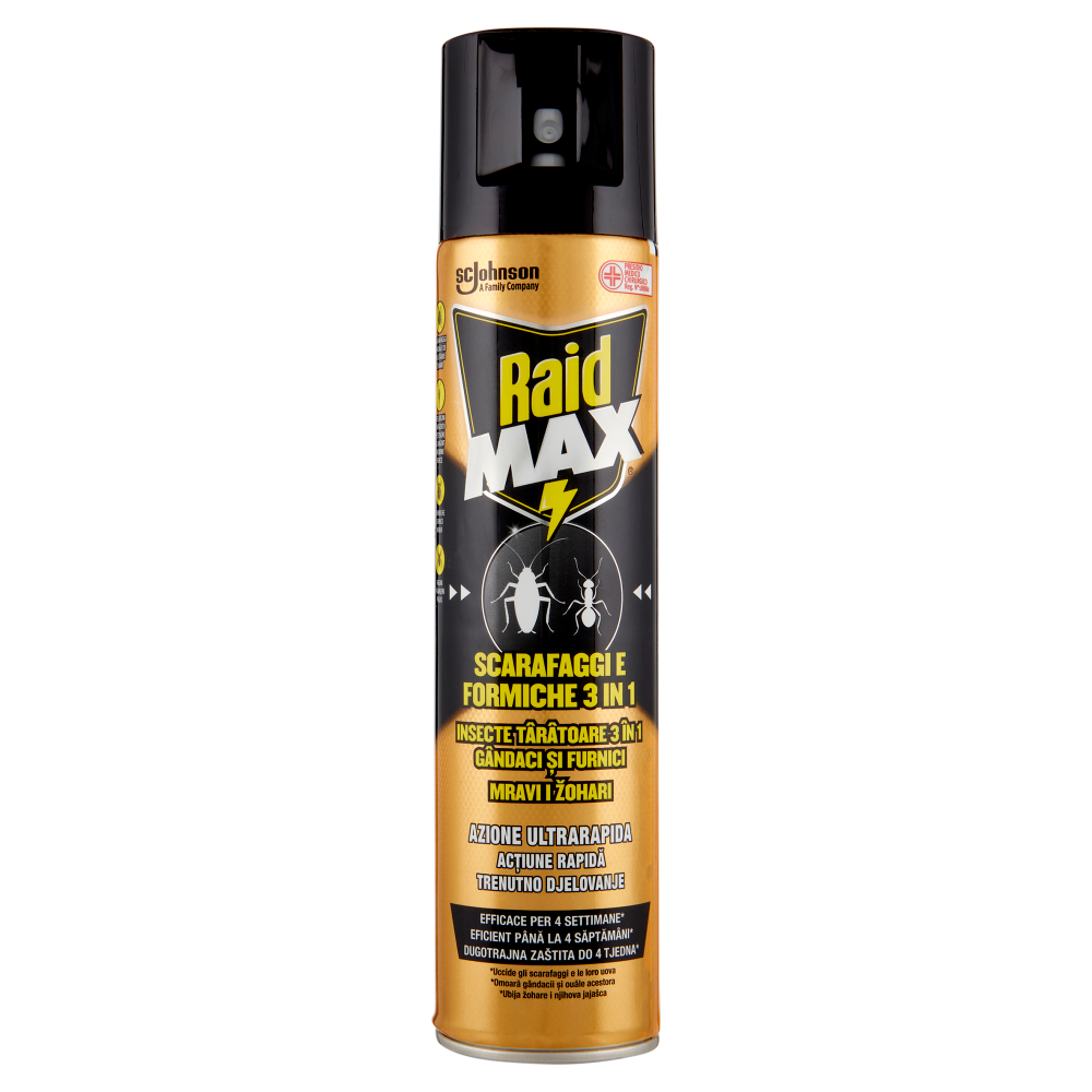 Raid Aerosol Max Scarafaggi e Formiche 3in1 Spray Insetticida 300 ml - - - Immagine 1