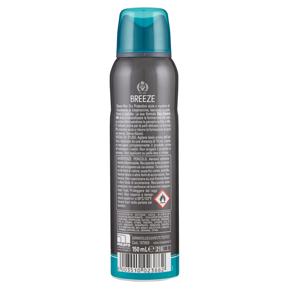 Breeze Men Dry Protection Deodorante Spray 150ml, , large