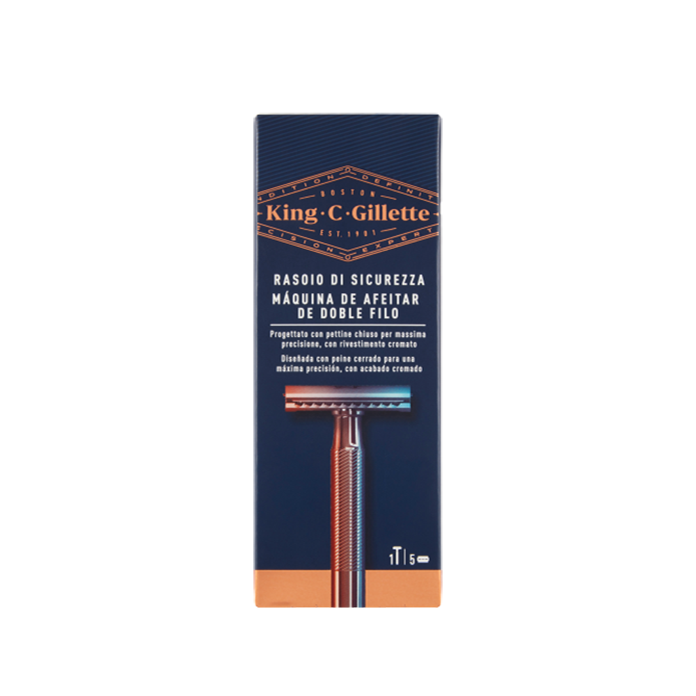 Gillette King C. Rasoio di Sicurezza Uomo Manico + 5 Lame di Ricambio - -