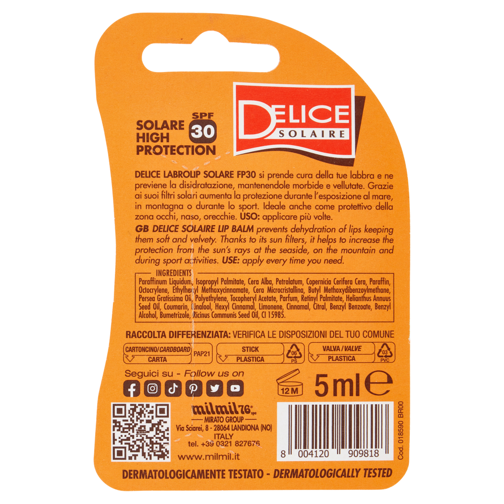 Delice Solaire Labrolip Solare SPF 30, , large