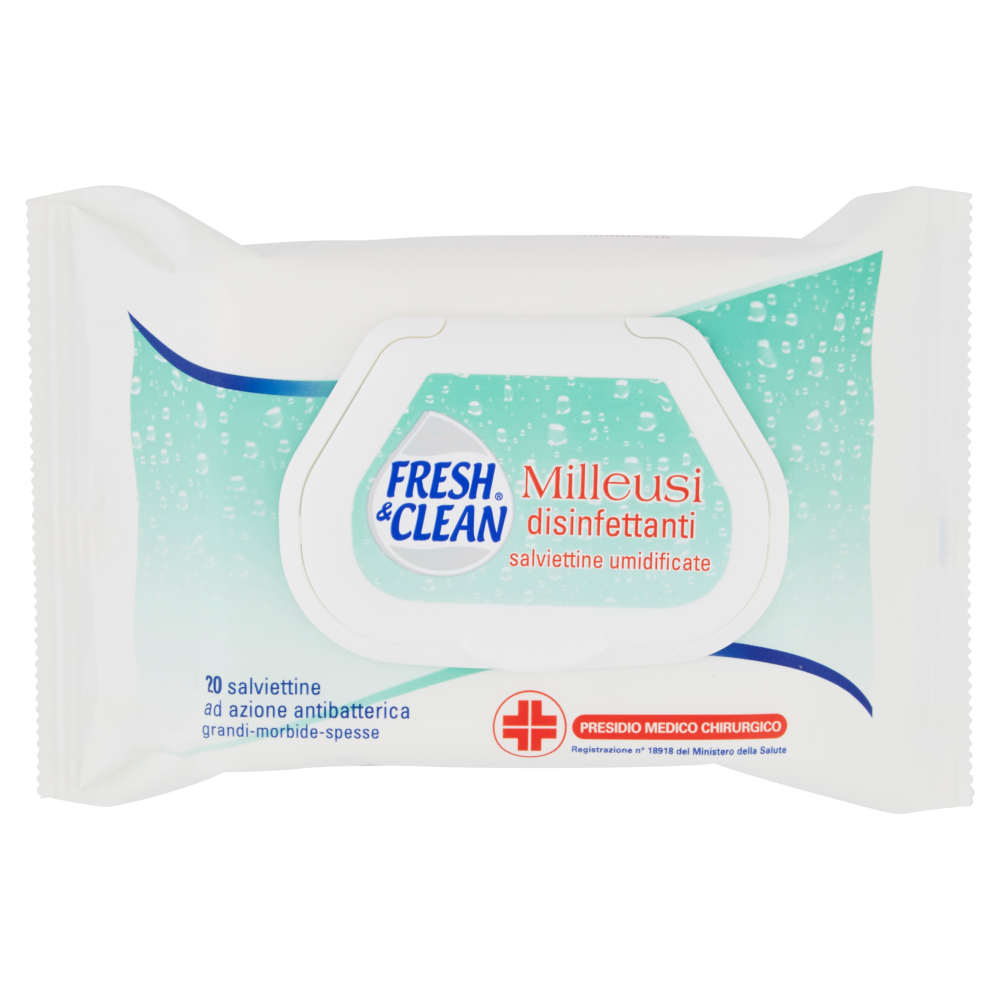 Fresh & Clean Milleusi Disinfettanti 20 Salviettine Umidificate, , large