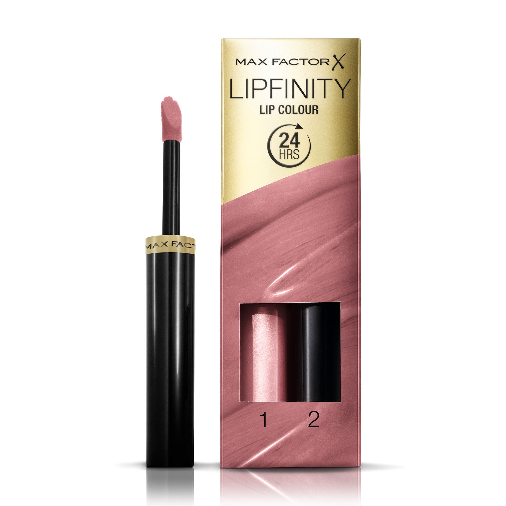 Max Factor Beige Rossetto + Lucidalabbra, Lipfinity 24Hrs (001 Nudo Perlato) - Immagine 2