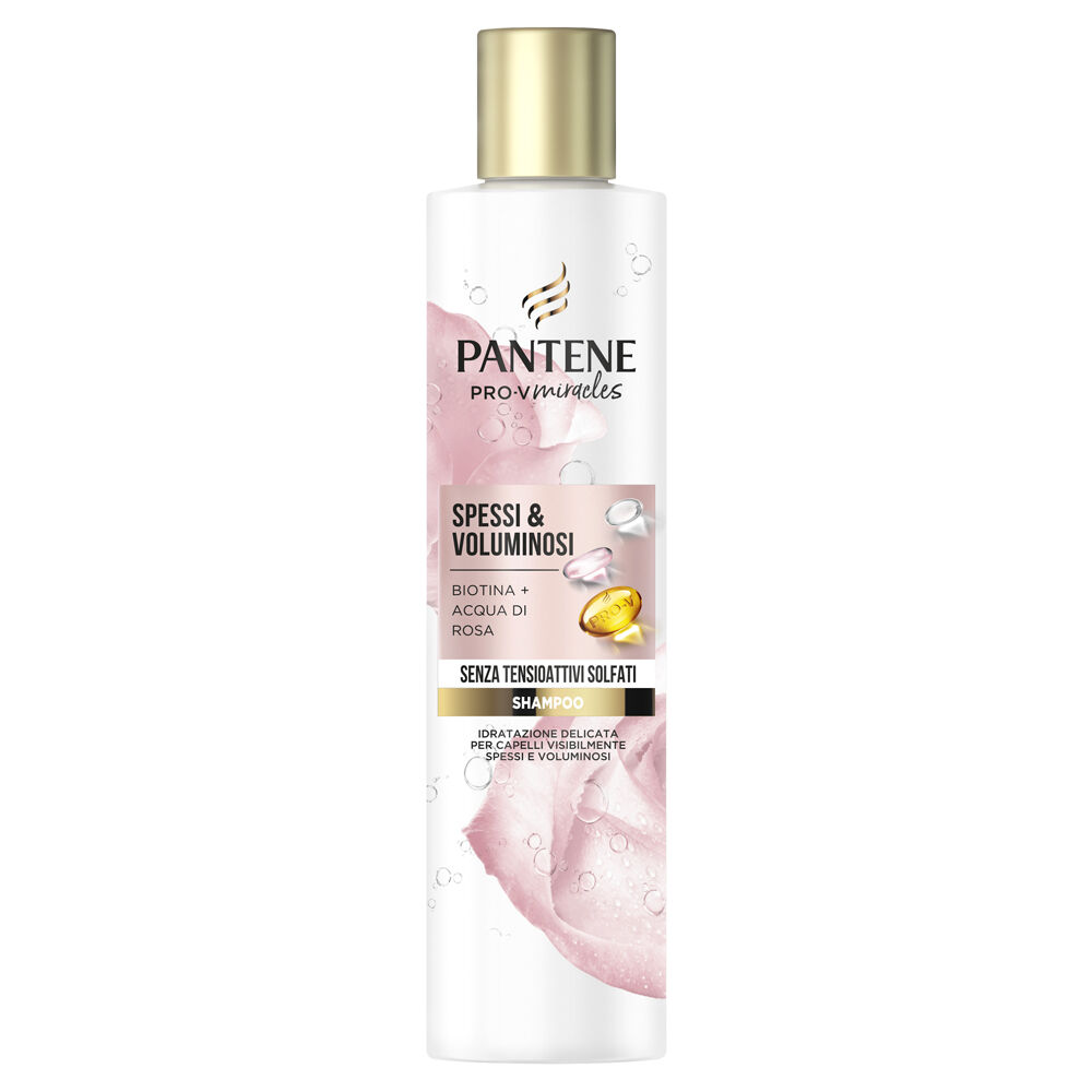 Pantene Pro-V Miracles Shampoo Spessi & Voluminosi con Biotina e Acqua di Rosa, Idrata Delicatamente 225ml, , large