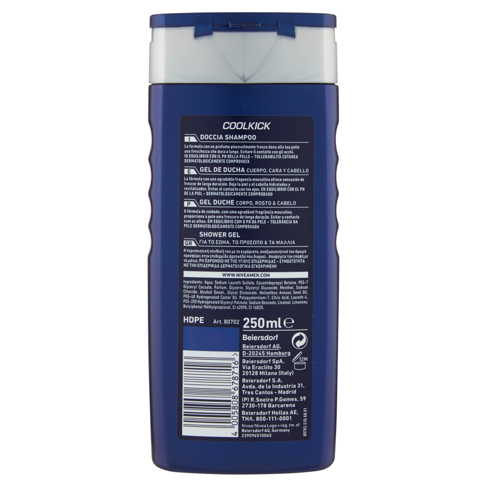 Nivea Men Doccia Shampoo Coolkick 250 ml, , large