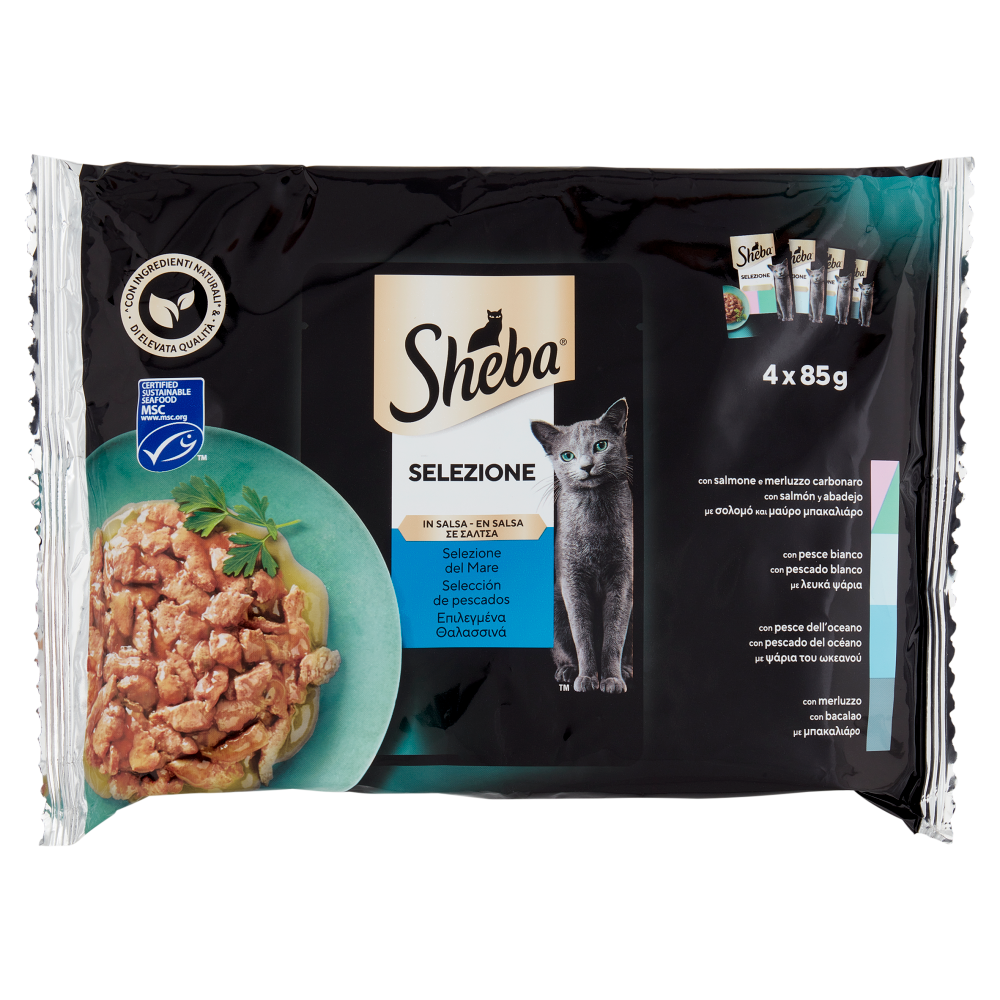 Sheba Selezione Cibo Umido Gatto in Salsa Selezione del Mare 4 x 85g - -