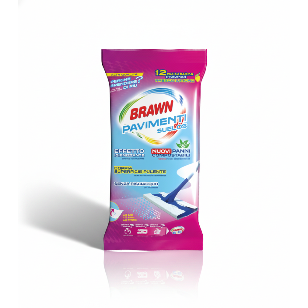 Brawn Pavimenti Panni Umidificati Igienizzanti 12 Pezzi - --image