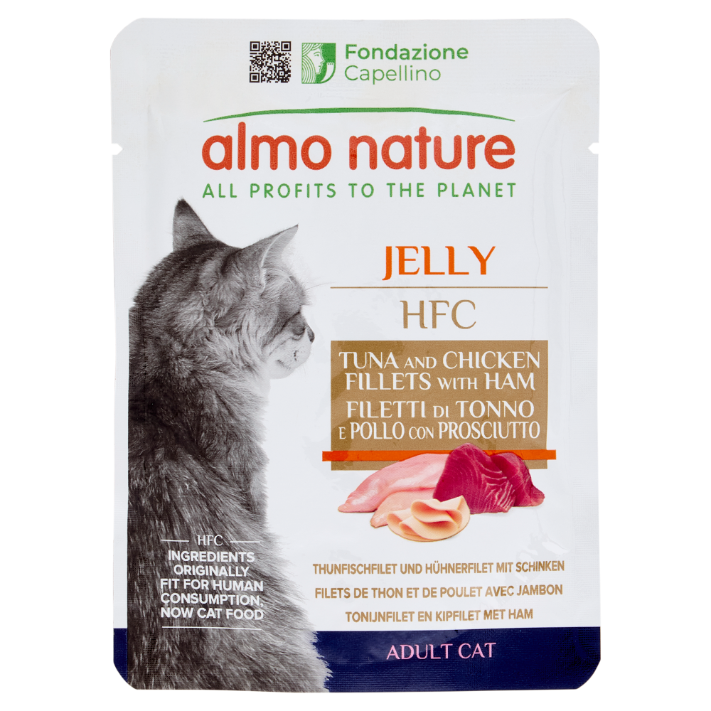 Almo Nature HFC Adult Cat Jelly Filetti di Tonno e Pollo con Prosciutto 55 g - -