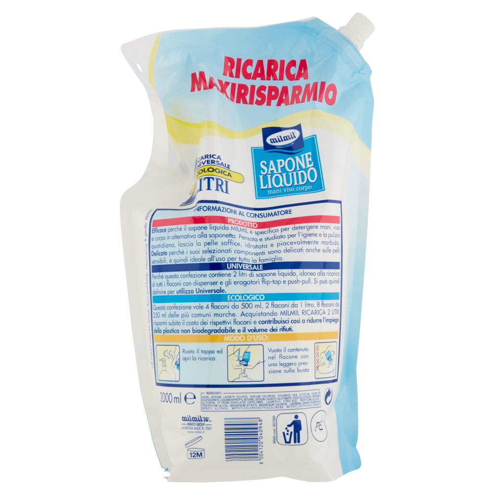 Mil Mil Ricarica Sapone Liquido 2000 ml, , large